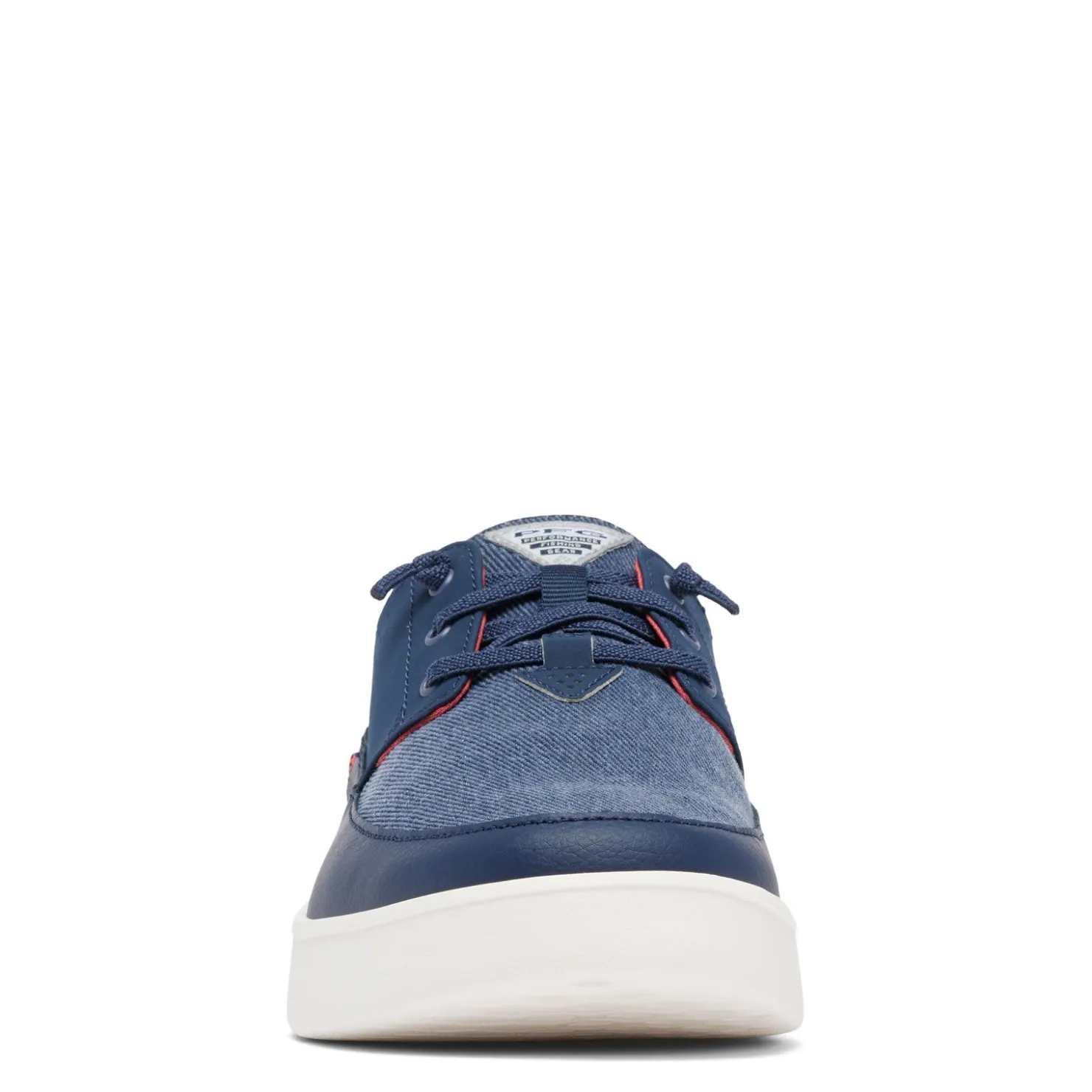 Boat Shoes*Columbia Men's , Boatside Relaxed PFG Slip-On Shoe - Wide Width Collegiate Navy Sunset Red