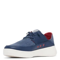 Boat Shoes*Columbia Men's , Boatside Relaxed PFG Slip-On Shoe - Wide Width Collegiate Navy Sunset Red
