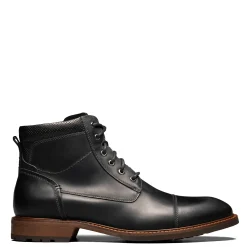 Boots*Florsheim Men's , Chalet Cap Toe Boot Black Crazy Horse