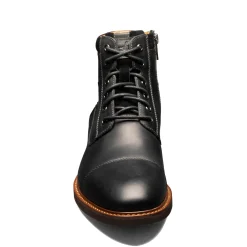 Boots*Florsheim Men's , Chalet Cap Toe Boot Black Crazy Horse