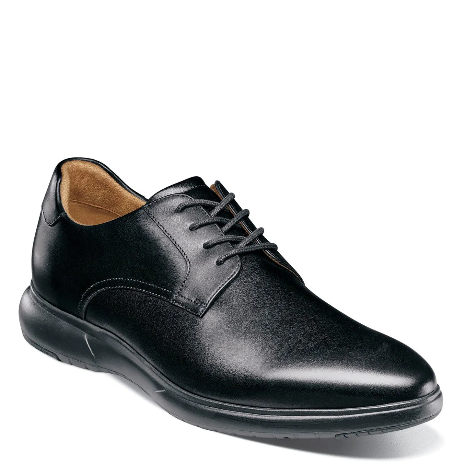 Dress*Florsheim Men's , Dash Plain Toe Oxford Black Smooth W/Black Sole