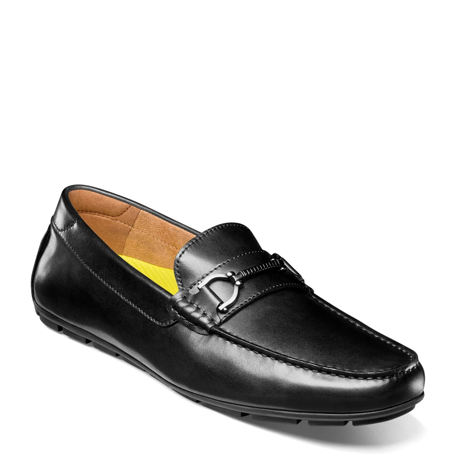 Loafers*Florsheim Men's , Motor Moc Toe Bit Driver Black Smooth