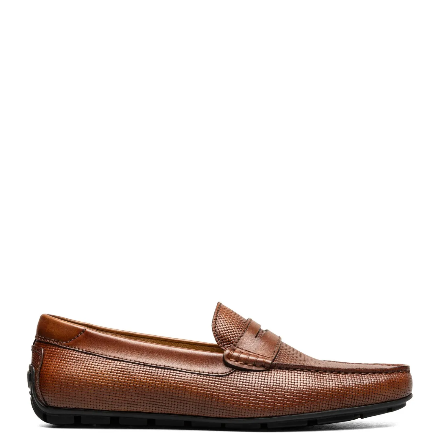 Loafers*Florsheim Men's , Motor Moc Toe Penny Driver Cognac Weave Print