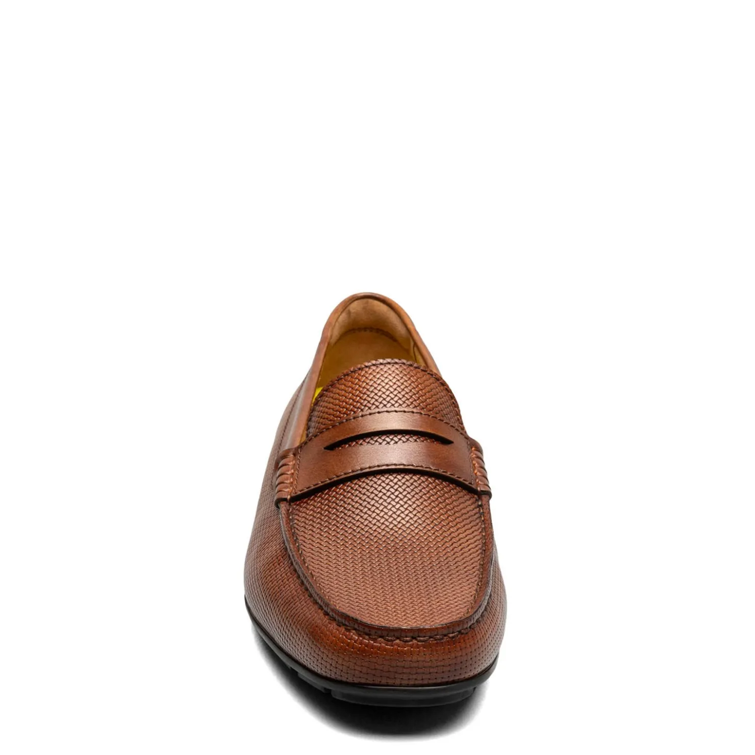 Loafers*Florsheim Men's , Motor Moc Toe Penny Driver Cognac Weave Print
