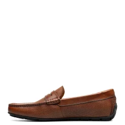 Loafers*Florsheim Men's , Motor Moc Toe Penny Driver Cognac Weave Print