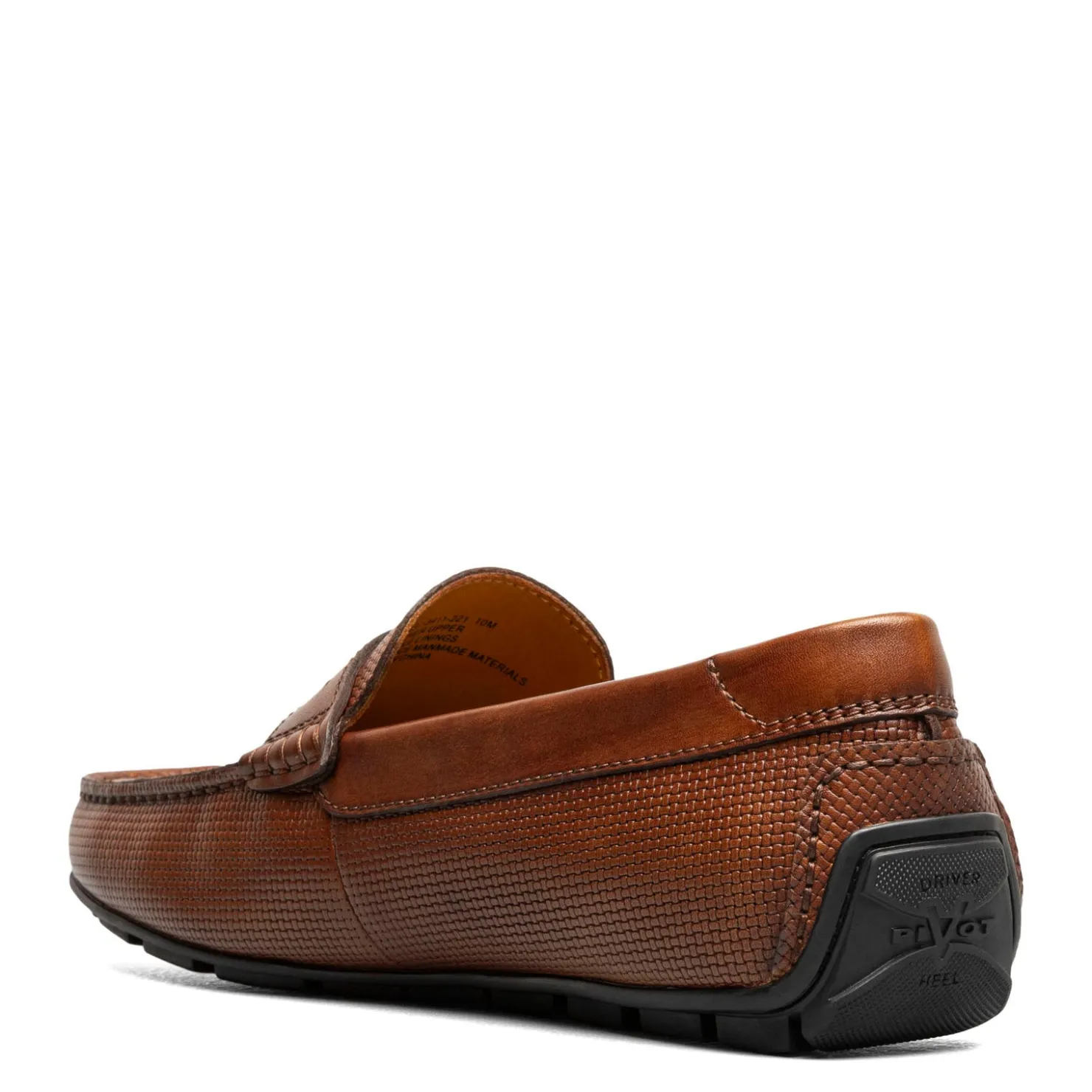 Loafers*Florsheim Men's , Motor Moc Toe Penny Driver Cognac Weave Print