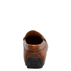 Loafers*Florsheim Men's , Motor Moc Toe Penny Driver Cognac Weave Print