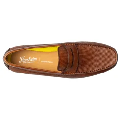 Loafers*Florsheim Men's , Motor Moc Toe Penny Driver Cognac Weave Print