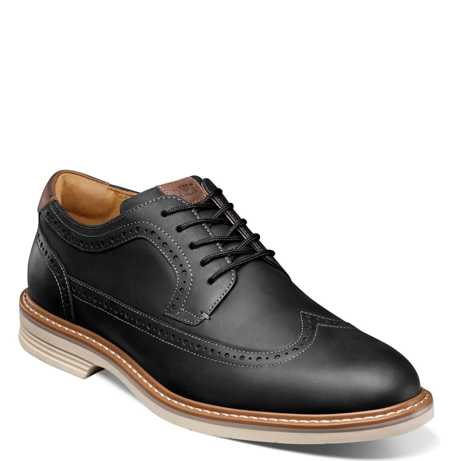 Oxfords*Florsheim Men's , Norwalk Wingtip Oxford Black Crazy Horse