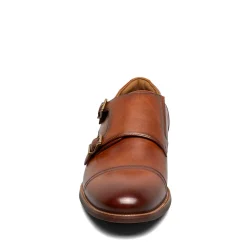 Loafers*Florsheim Men's , Rucci Cap Toe Double Monk Strap Loafer Cognac Smooth