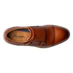 Loafers*Florsheim Men's , Rucci Cap Toe Double Monk Strap Loafer Cognac Smooth