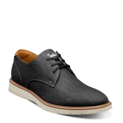 Oxfords*Florsheim Men's , Vibe Canvas Plain Toe Oxford Black Canvas/Cognac Smooth W/White Sole