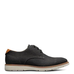 Oxfords*Florsheim Men's , Vibe Canvas Plain Toe Oxford Black Canvas/Cognac Smooth W/White Sole