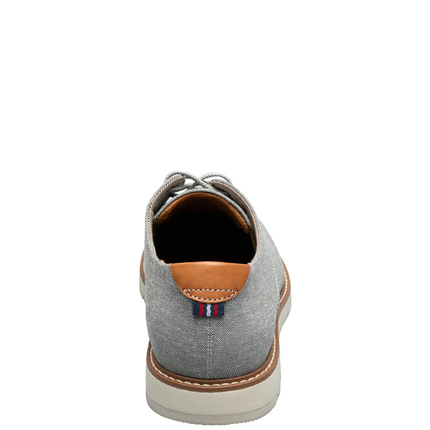 Oxfords*Florsheim Men's , Vibe Canvas Plain Toe Oxford Gray Canvas/Cognac Smooth W/White Sole