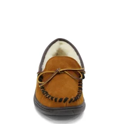 Slippers*LB Evans Men's , Atlin Boa Slipper Brown Suede/Cream