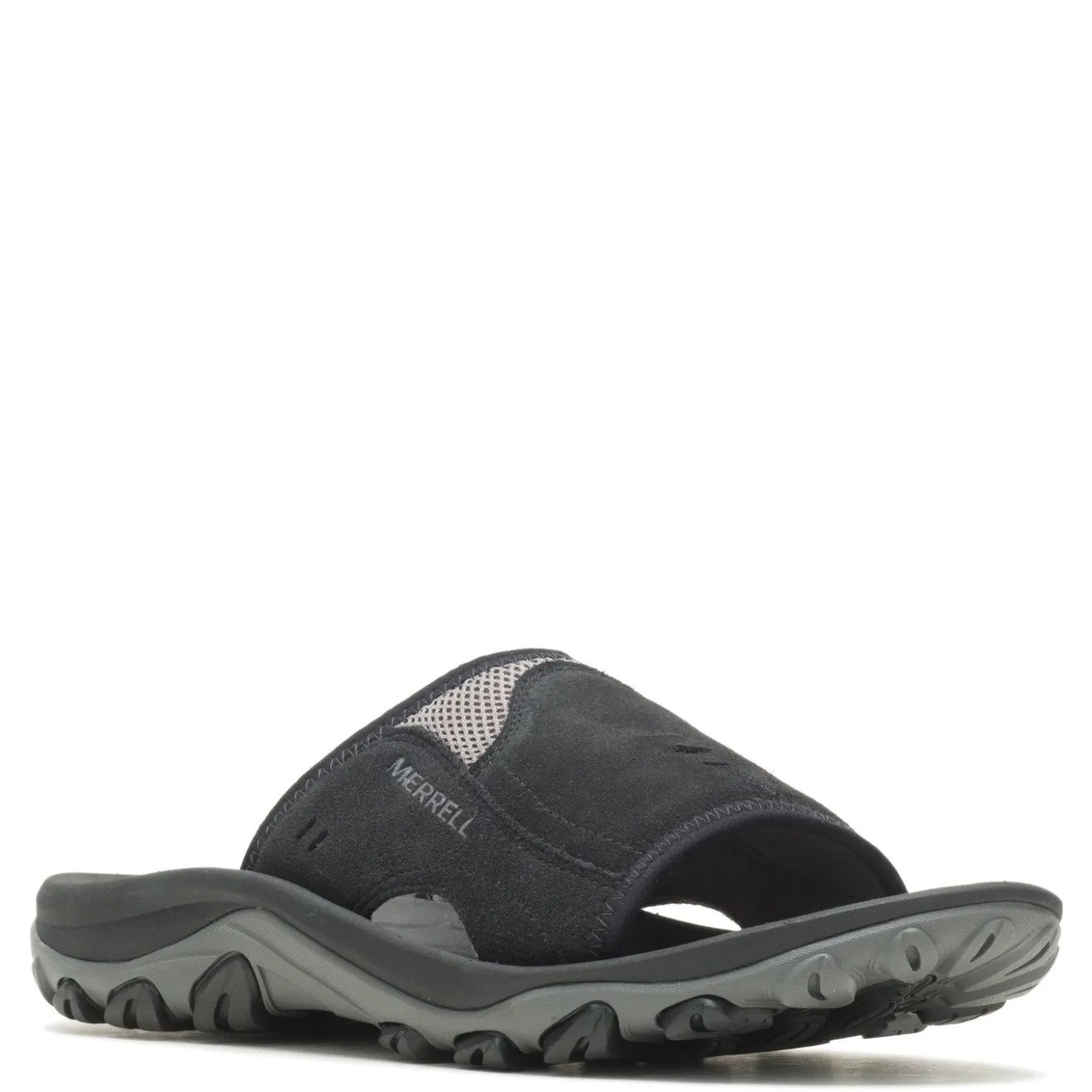 Sandals*Merrell Men's , Huntington Leather Slide Sandal Black Leather
