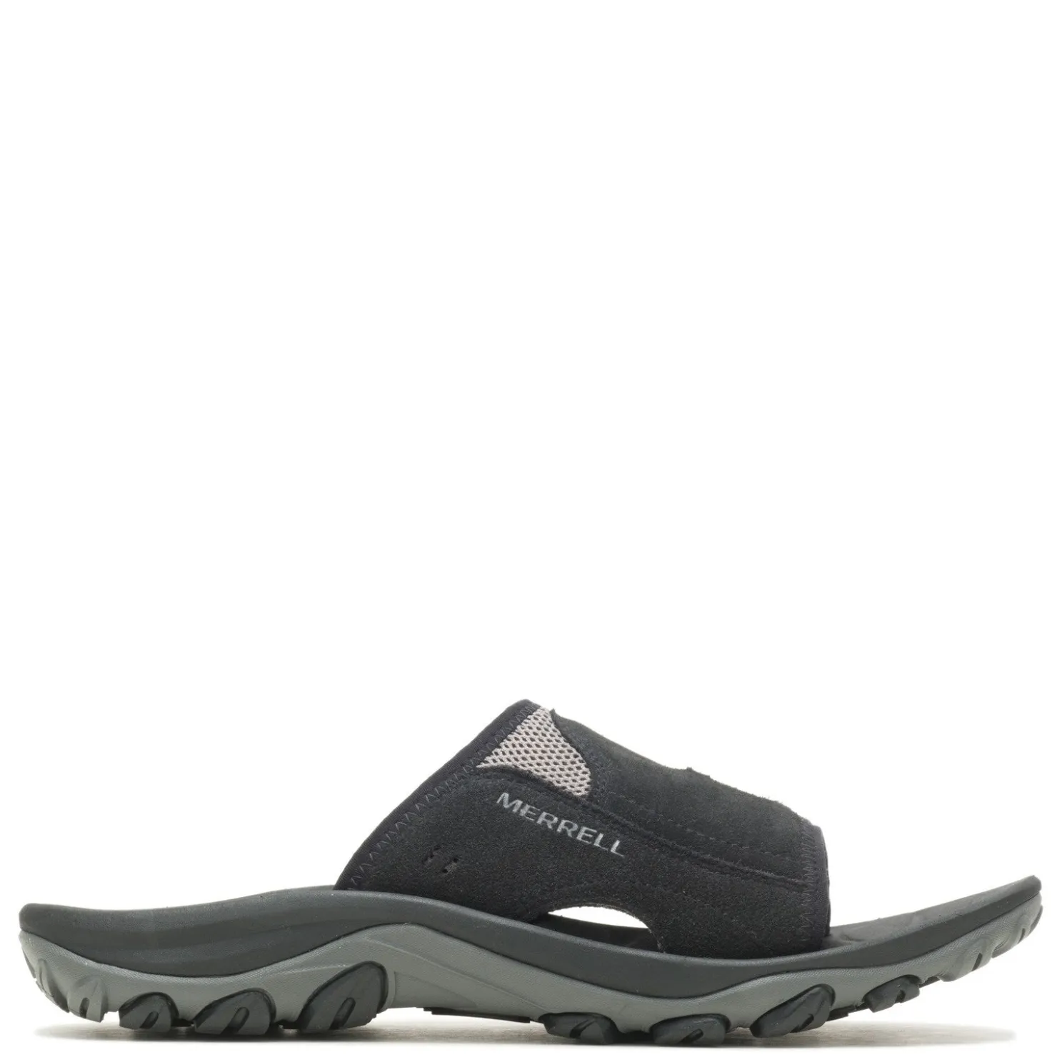 Sandals*Merrell Men's , Huntington Leather Slide Sandal Black Leather