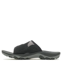 Sandals*Merrell Men's , Huntington Leather Slide Sandal Black Leather