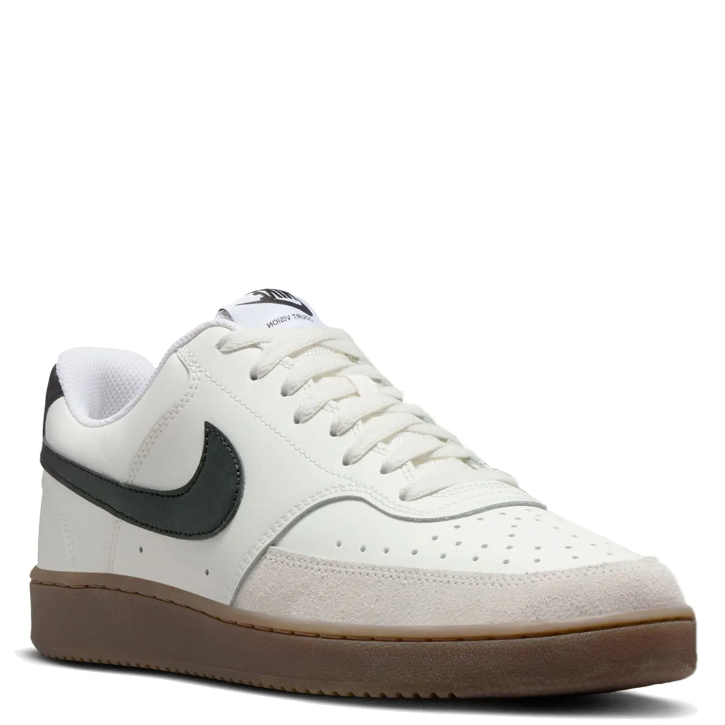 Fashion & Street*Nike Men's , Court Vision Low Sneaker Sail/Black-Lt Orewood Brn-White