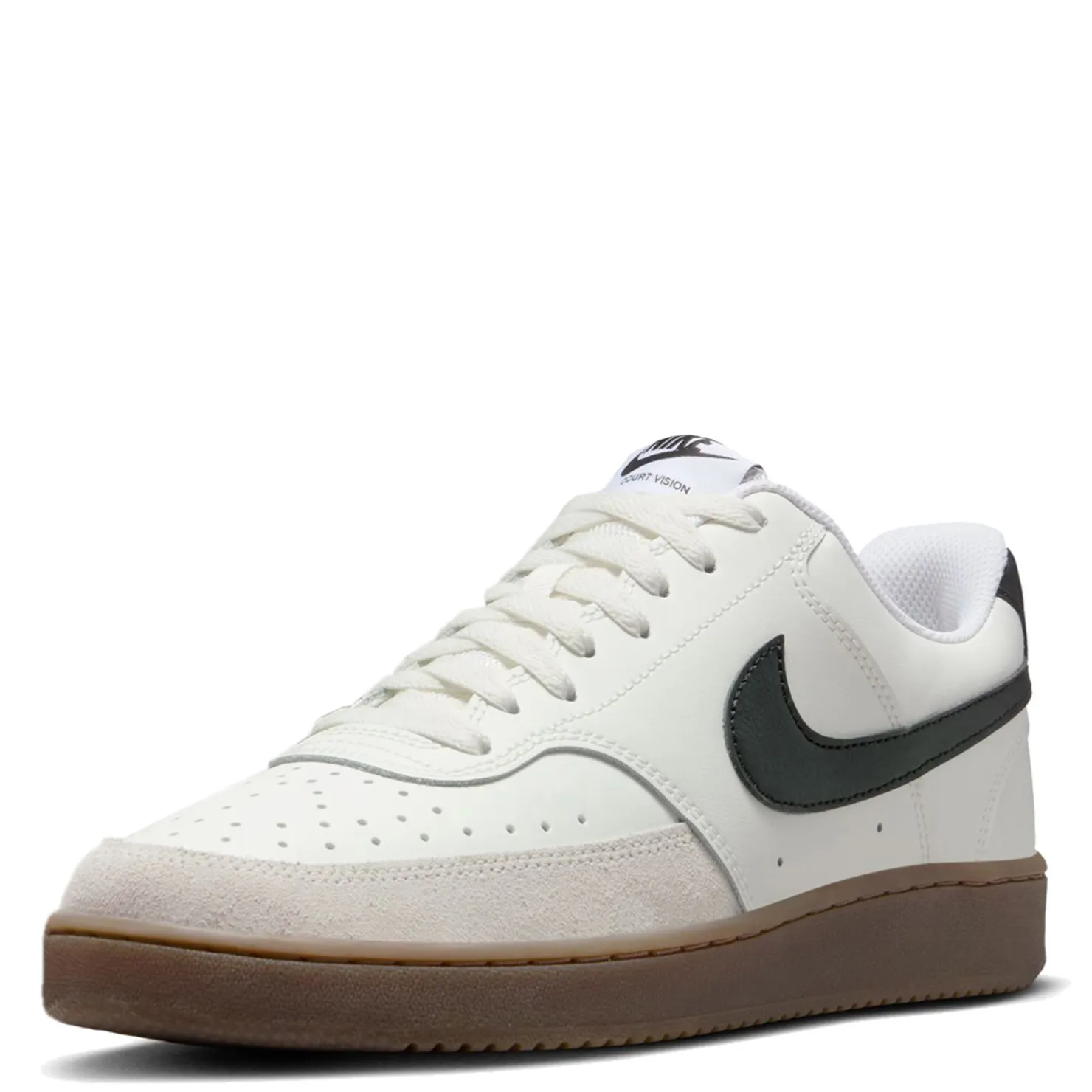 Fashion & Street*Nike Men's , Court Vision Low Sneaker Sail/Black-Lt Orewood Brn-White