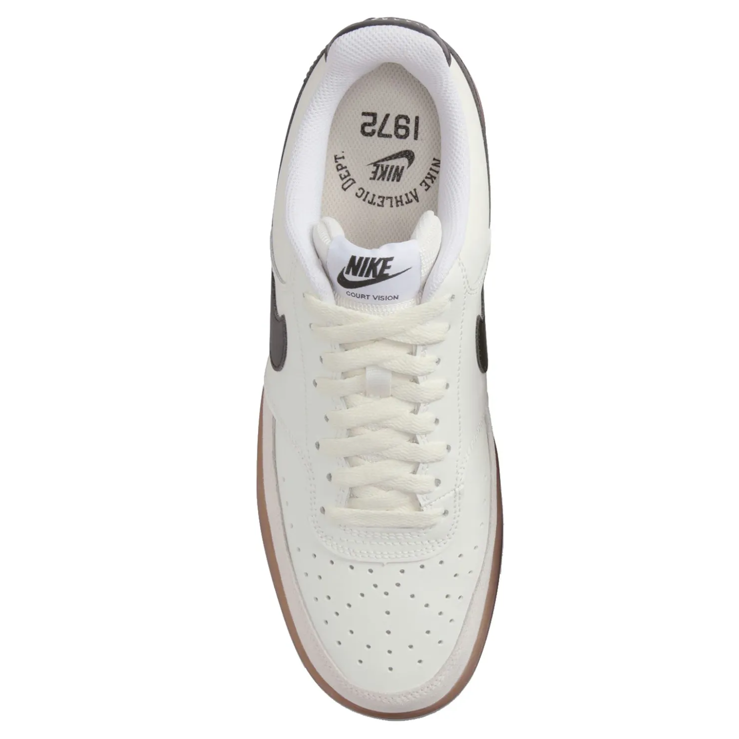 Fashion & Street*Nike Men's , Court Vision Low Sneaker Sail/Black-Lt Orewood Brn-White