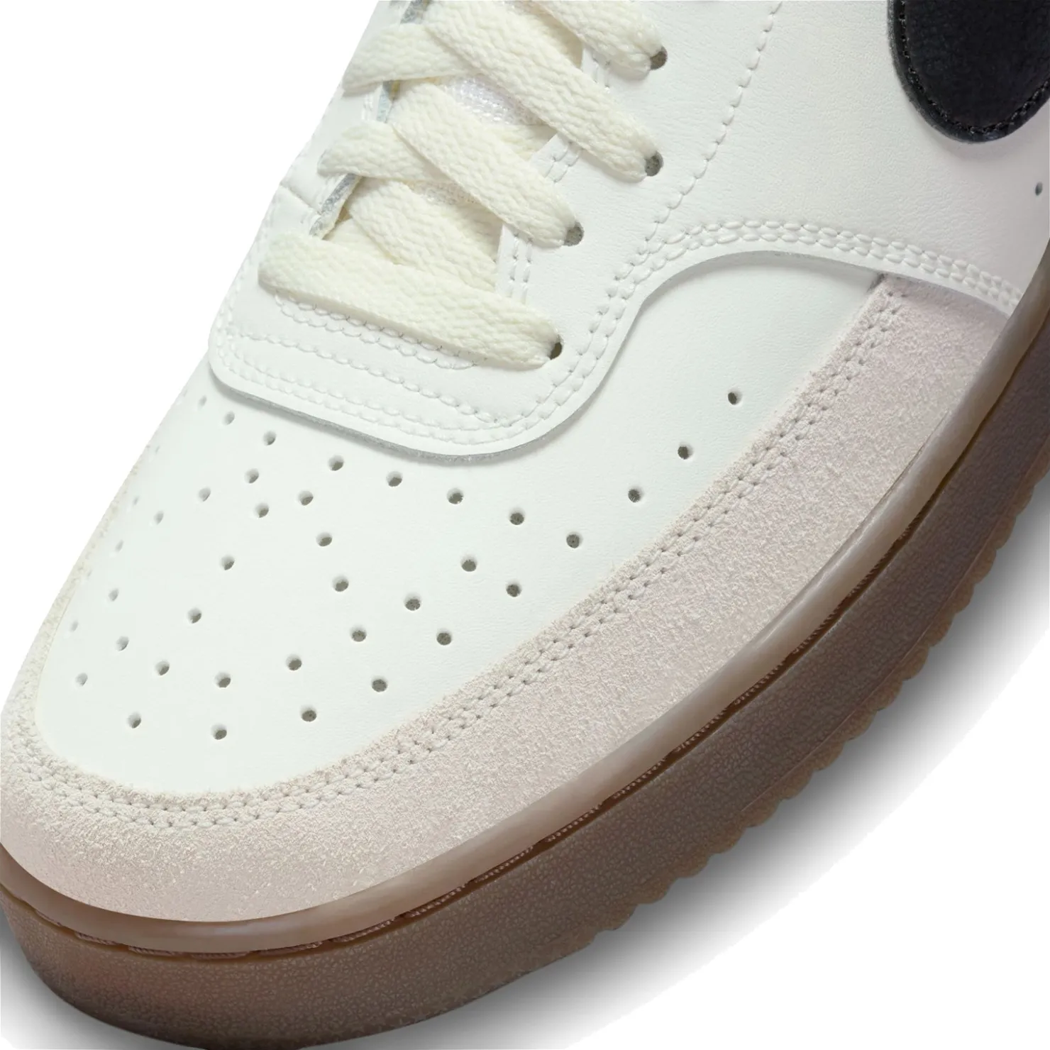Fashion & Street*Nike Men's , Court Vision Low Sneaker Sail/Black-Lt Orewood Brn-White