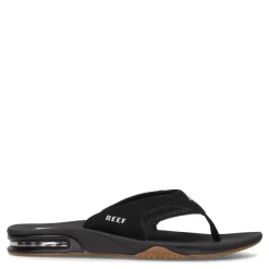 Sandals*Reef Men's , Fanning Flip-Flop Black/Silver