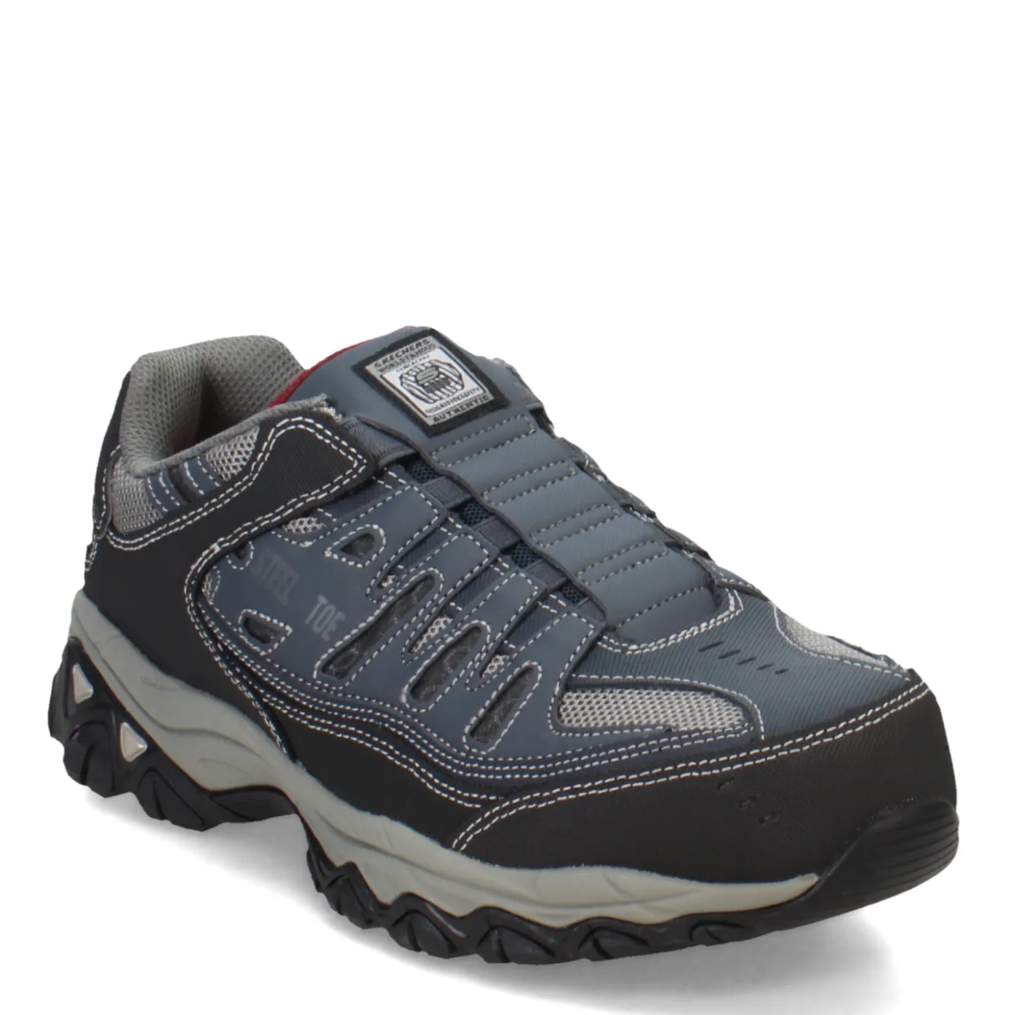 Sneakers & Athletics*Skechers Work Men's Skechers, Cankton - Ebbitt Steel Toe Work Shoe - Wide Width Navy/Grey