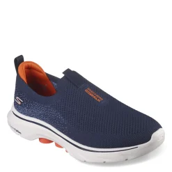 Walking*Skechers Men's , GO WALK 7 Sneaker - X-Wide Width Navy/Orange