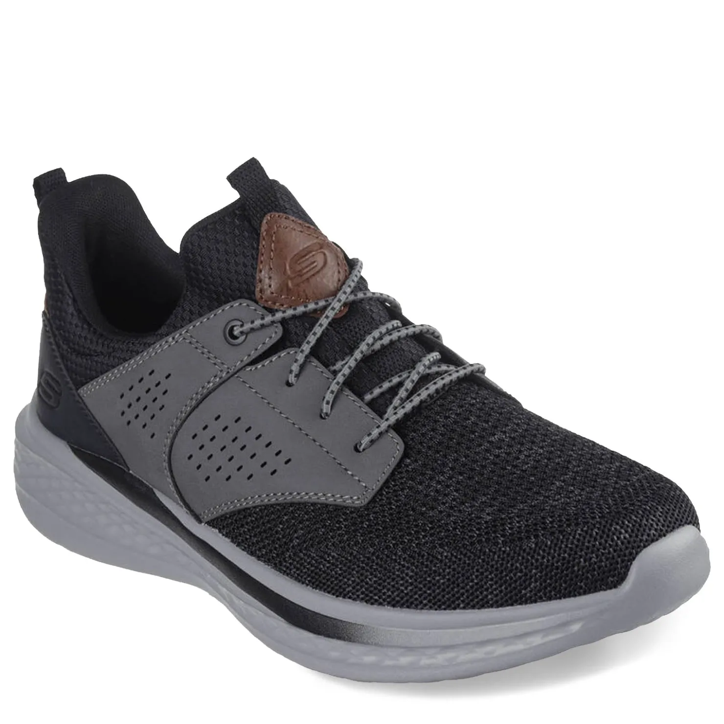 Sneakers & Athletics*Skechers Men's , Relaxed Fit: Slade - Breyer Sneaker - Wide Width Black Gray Knit