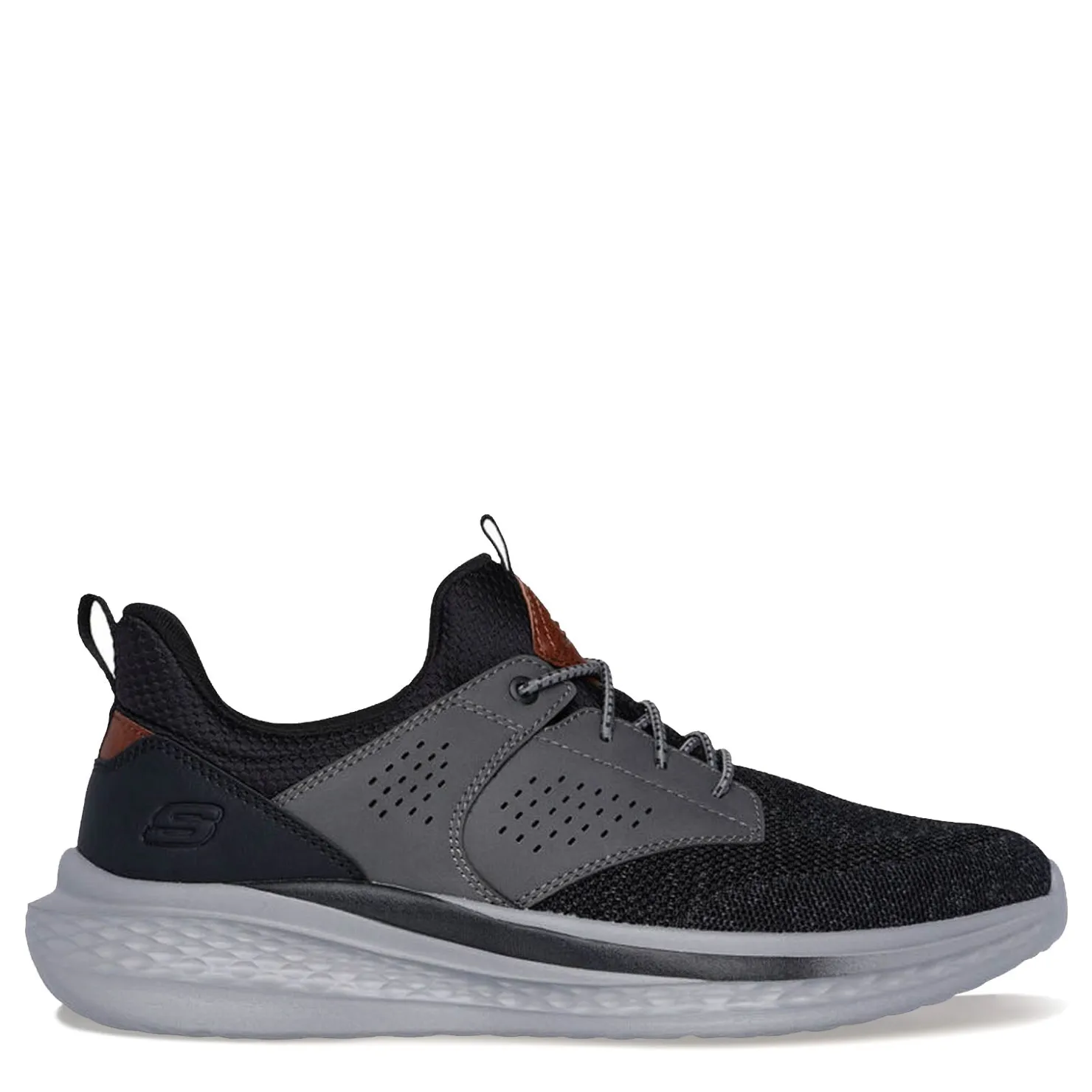 Sneakers & Athletics*Skechers Men's , Relaxed Fit: Slade - Breyer Sneaker - Wide Width Black Gray Knit