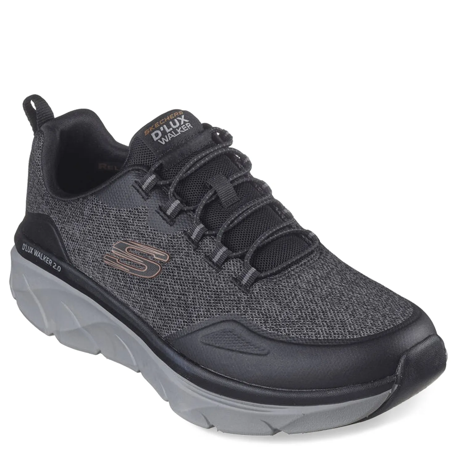 Walking*Skechers Men's , Relaxed Fit: D'Lux Walker 2.0 - Steadyway Walking Shoe Black/Charcoal