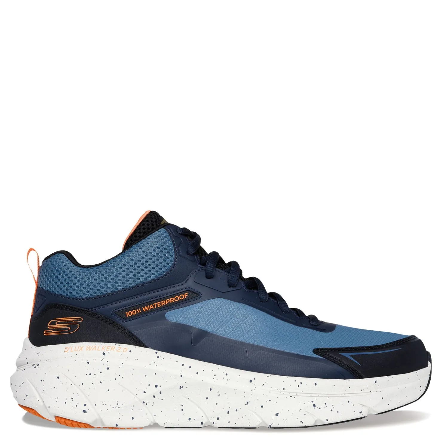 Walking*Skechers Men's , Relaxed Fit: D'Lux Walker 2.0 - Grailo Sneaker - Extra Wide Width Blue/Orange
