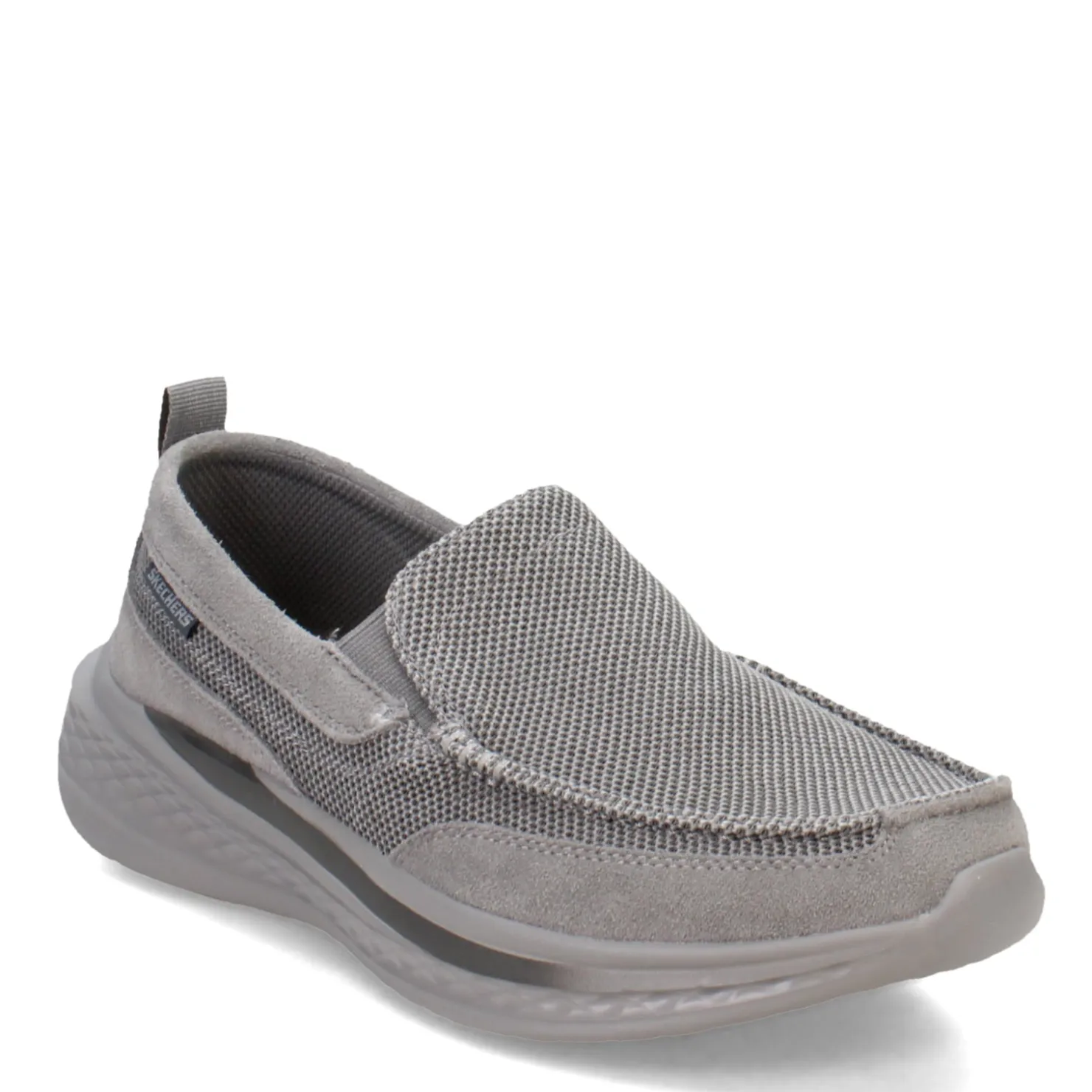 Slip-On Shoes*Skechers Men's , Slade - Munson Slip-On Gray Suede/Mesh