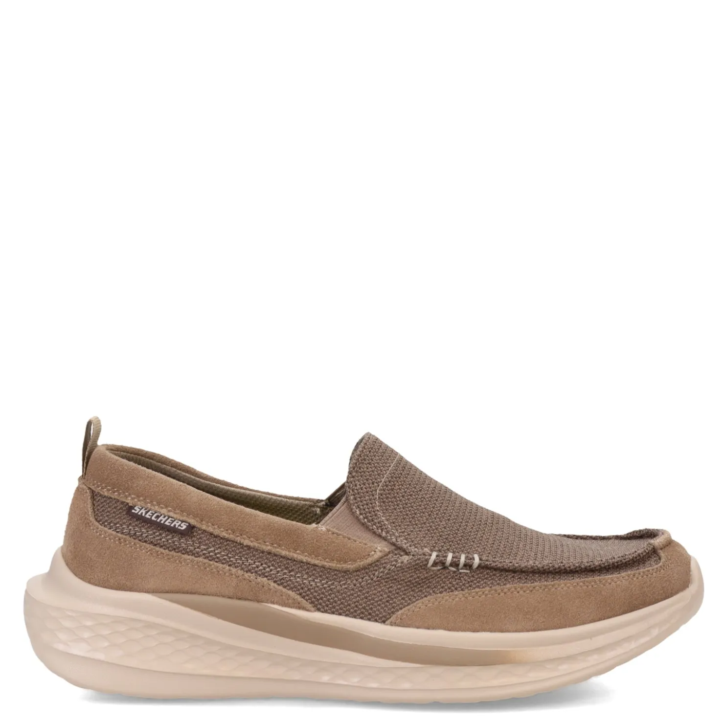 Slip-On Shoes*Skechers Men's , Slade - Munson Slip-On Lt Brown Suede/Mesh