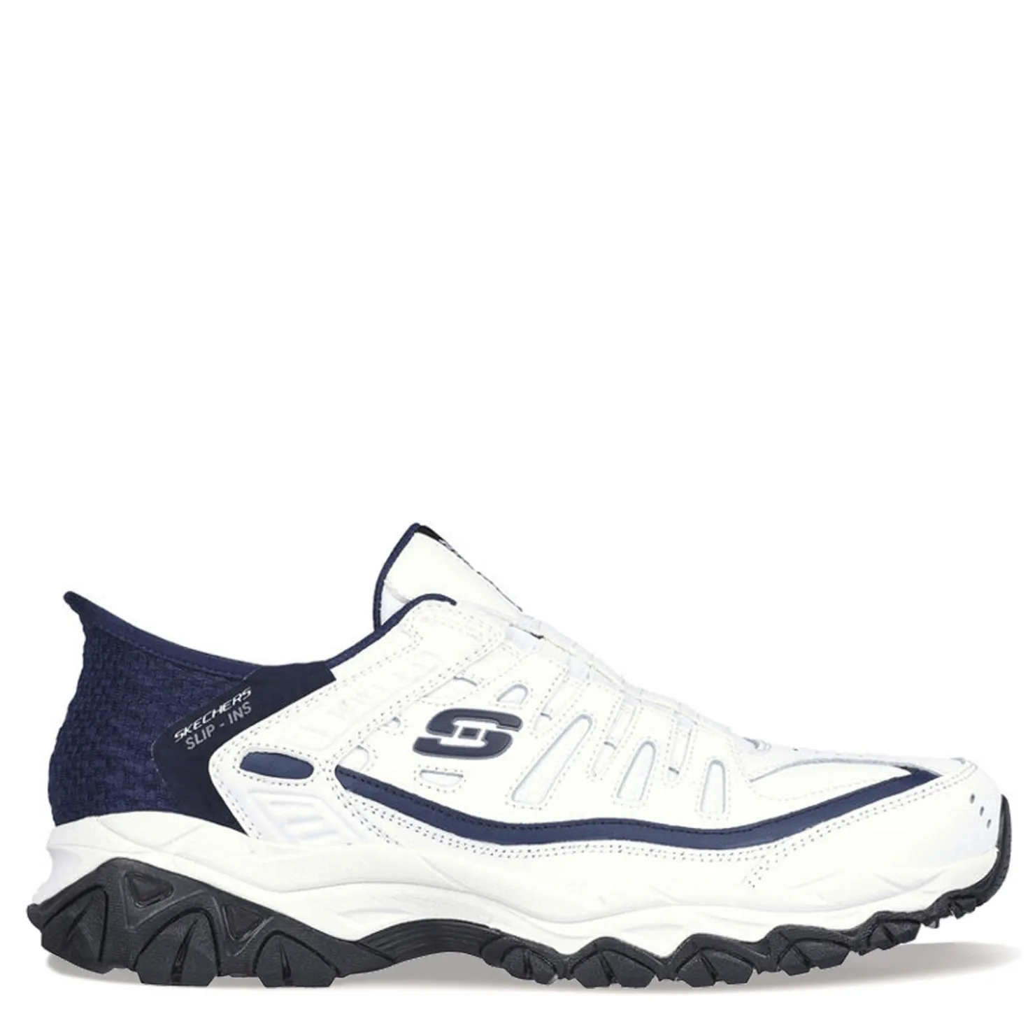 Walking*Skechers Men's Slip-ins: After Burn - Grill Captain Sneaker - Extra Wide Width White/Navy