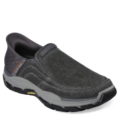 Loafers*Skechers Men's , Slip-ins Relaxed Fit: Respected - Holmgren Slip-On Charcoal Canvas