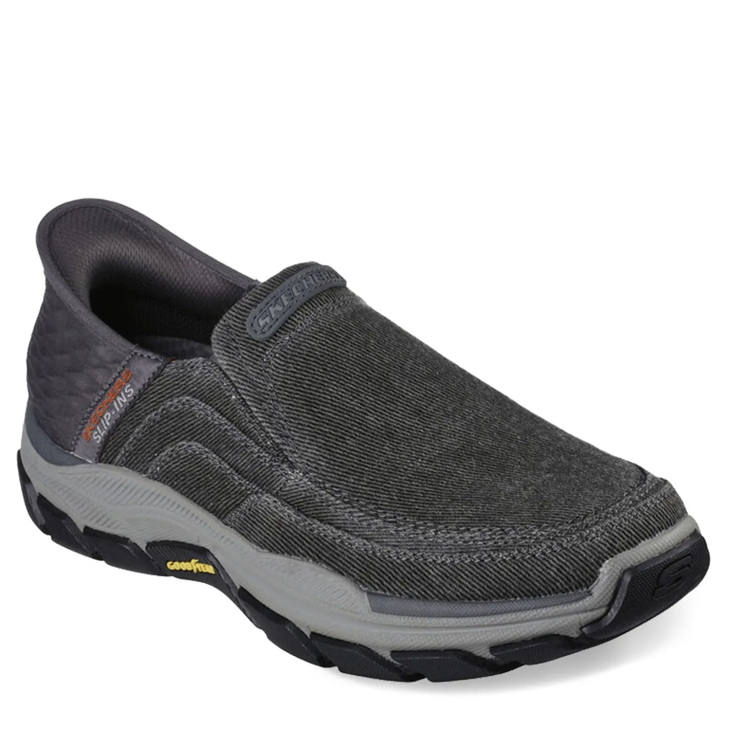 Loafers*Skechers Men's , Slip-ins Relaxed Fit: Respected - Holmgren Slip-On Charcoal Canvas