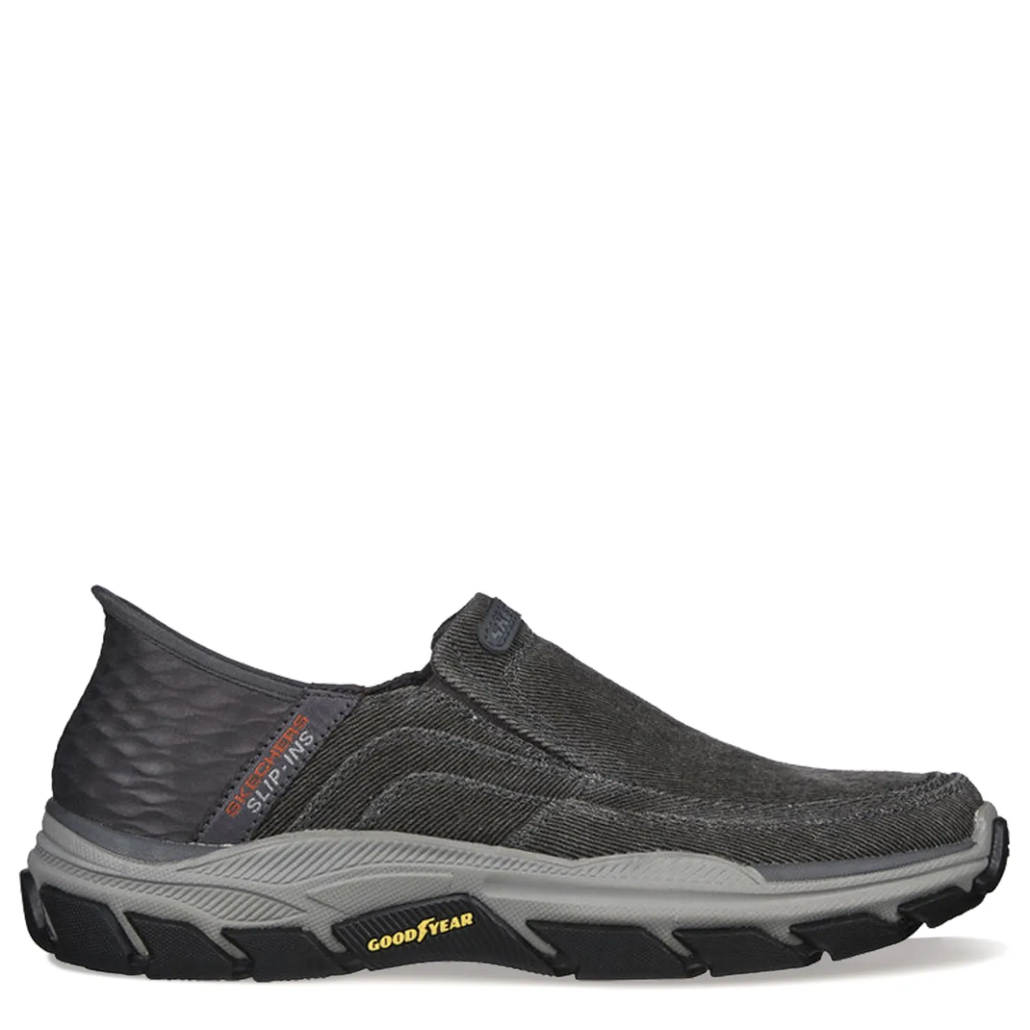Loafers*Skechers Men's , Slip-ins Relaxed Fit: Respected - Holmgren Slip-On Charcoal Canvas
