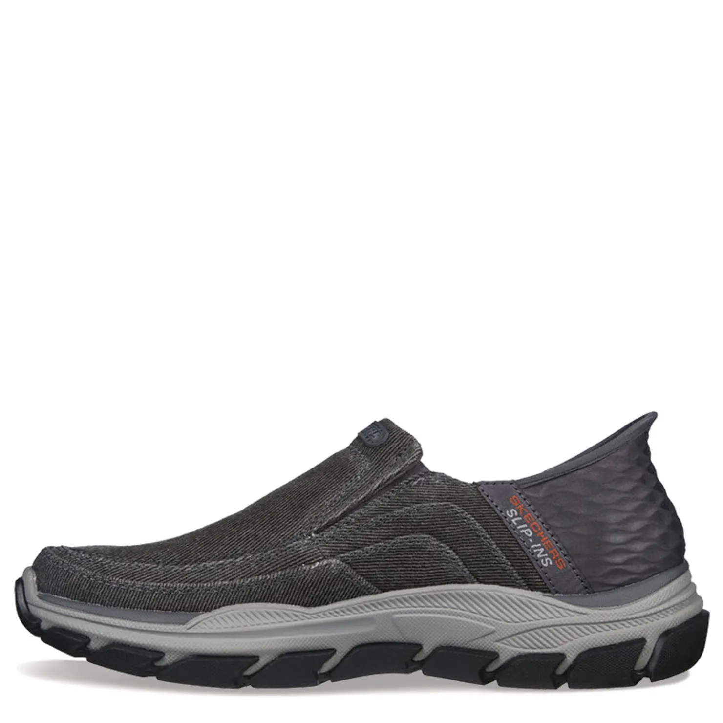 Loafers*Skechers Men's , Slip-ins Relaxed Fit: Respected - Holmgren Slip-On Charcoal Canvas