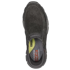 Loafers*Skechers Men's , Slip-ins Relaxed Fit: Respected - Holmgren Slip-On Charcoal Canvas