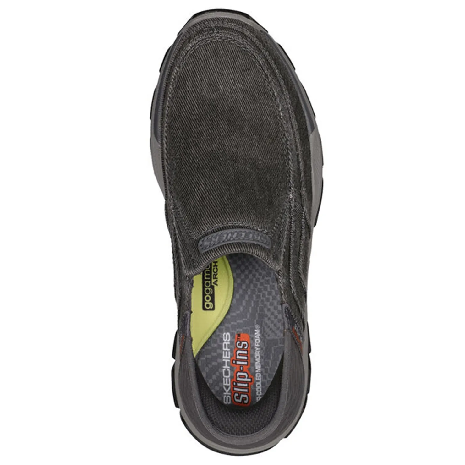 Loafers*Skechers Men's , Slip-ins Relaxed Fit: Respected - Holmgren Slip-On Charcoal Canvas