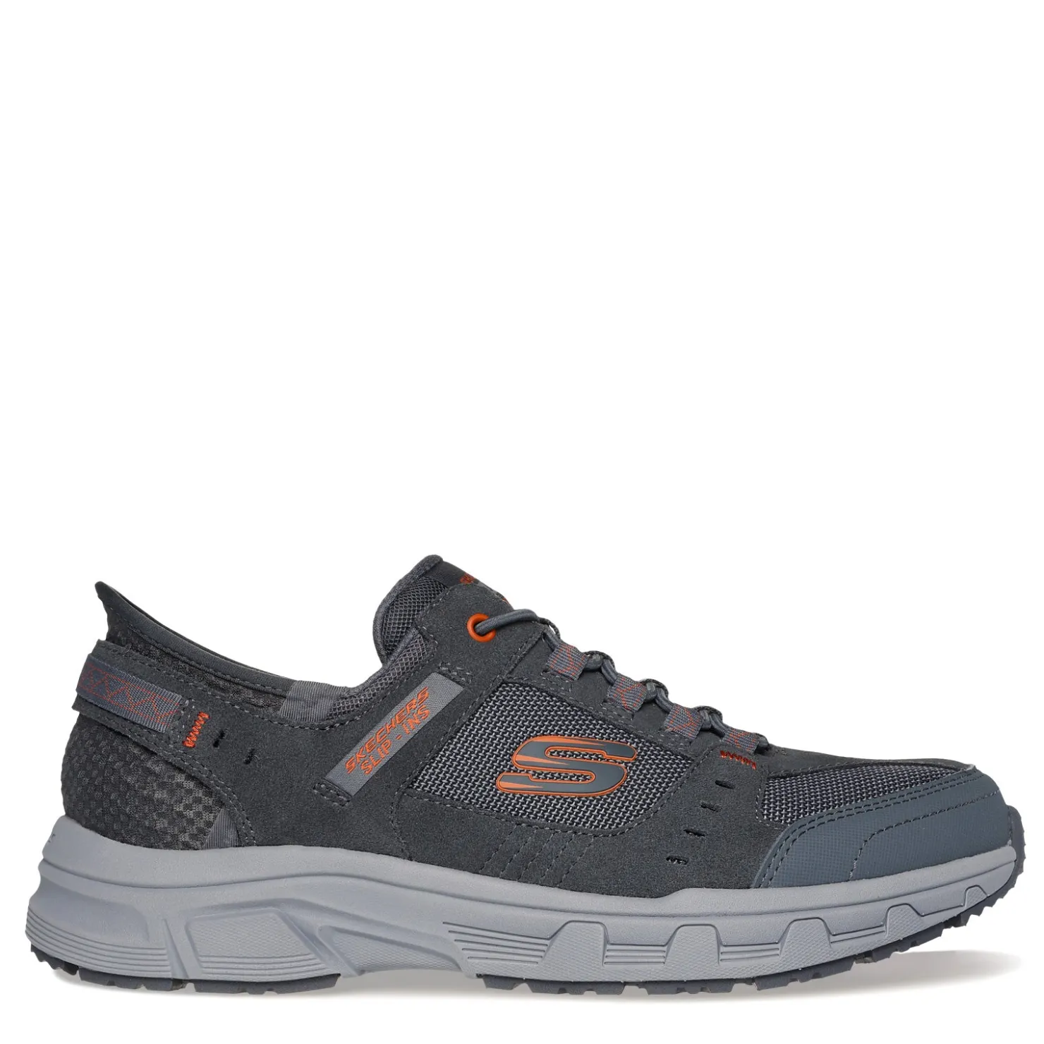 Sneakers & Athletics*Skechers Men's , Slip-ins Relaxed Fit: Oak Canyon - Consistent Winner Sneaker Grey/Orange