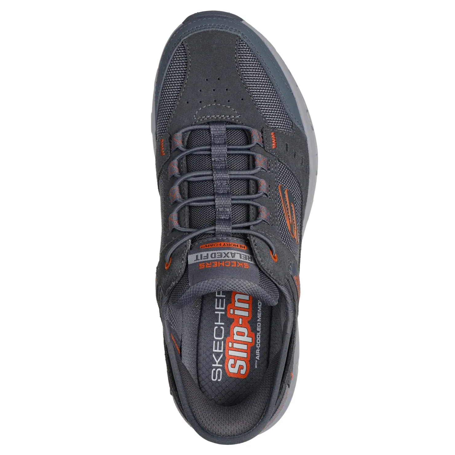 Sneakers & Athletics*Skechers Men's , Slip-ins Relaxed Fit: Oak Canyon - Consistent Winner Sneaker - Wide Width Grey/Orange
