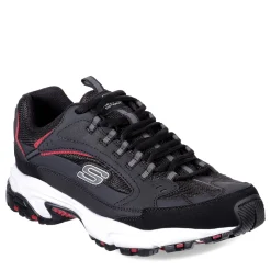 Walking*Skechers Men's , Stamina - Cutback Sneaker - Wide Width Black/Red