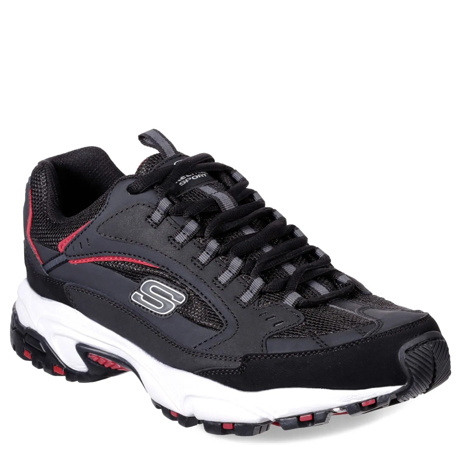 Sneakers & Athletics*Skechers Men's , Stamina - Cutback Sneaker - Wide Width Black/Red
