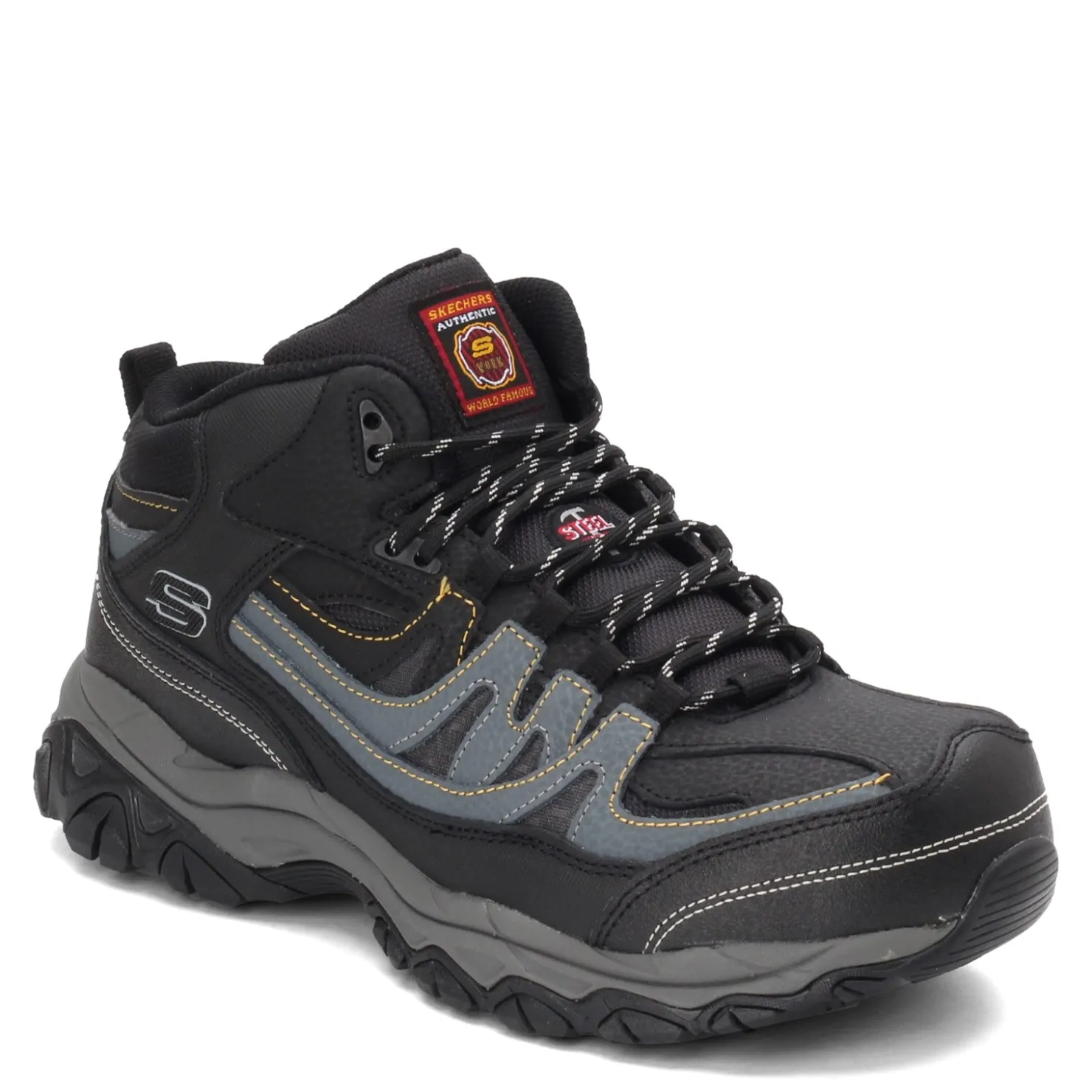 Sneakers & Athletics*Skechers Work Men's , Relaxed Fit: Holdredge - Rebem ST Boot - Wide Width Black/Charcoal