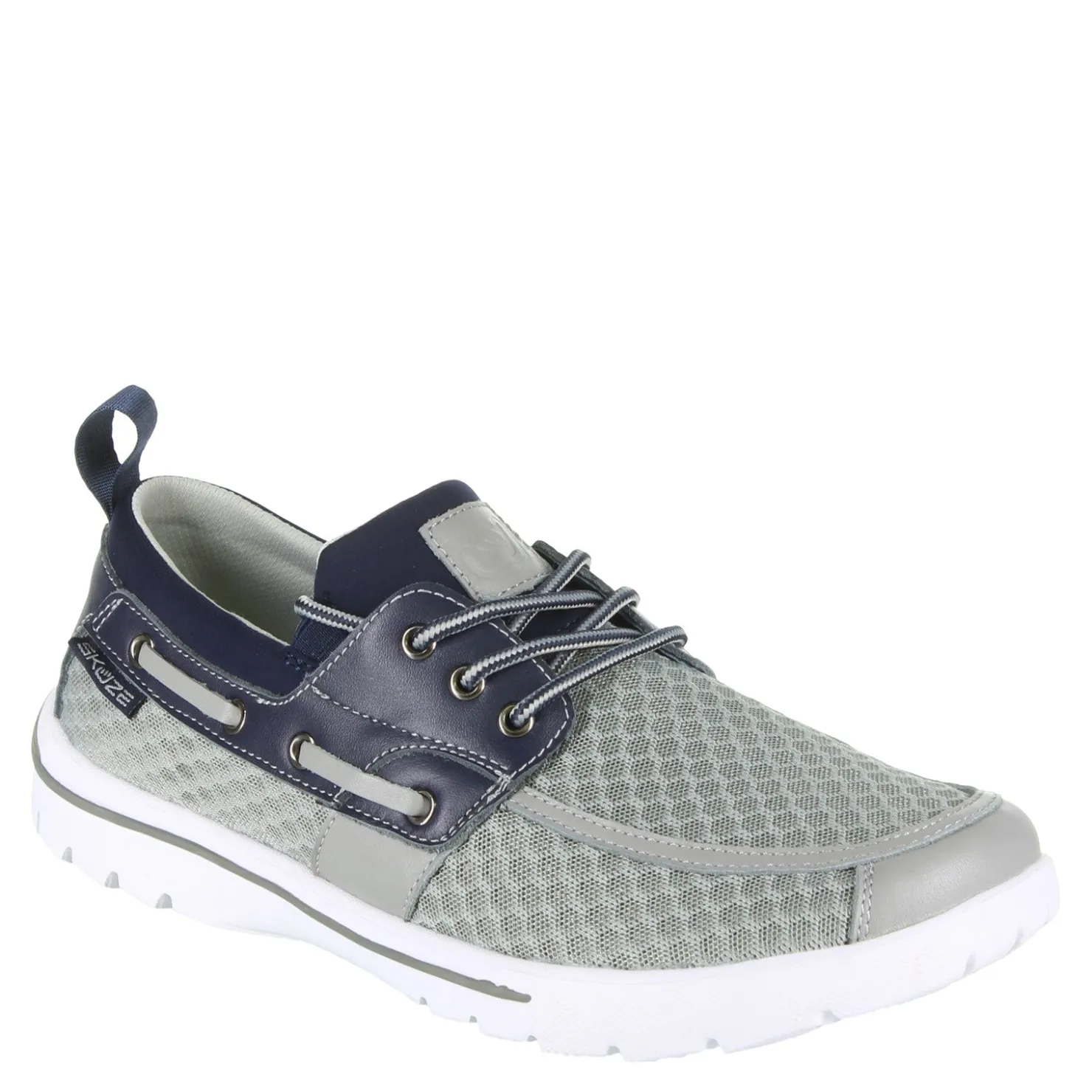 Boat Shoes*Skuze Men's , Del Marina - Stretch Fit Boat Shoe Grey Navy