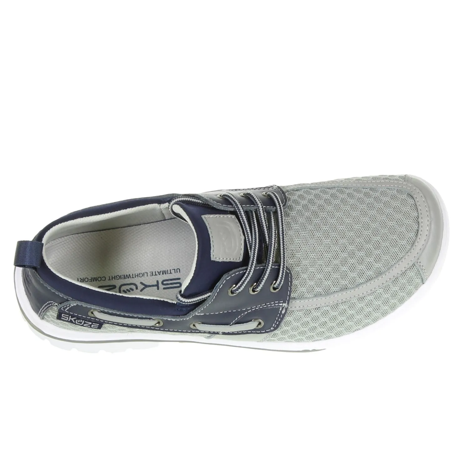 Boat Shoes*Skuze Men's , Del Marina - Stretch Fit Boat Shoe Grey Navy
