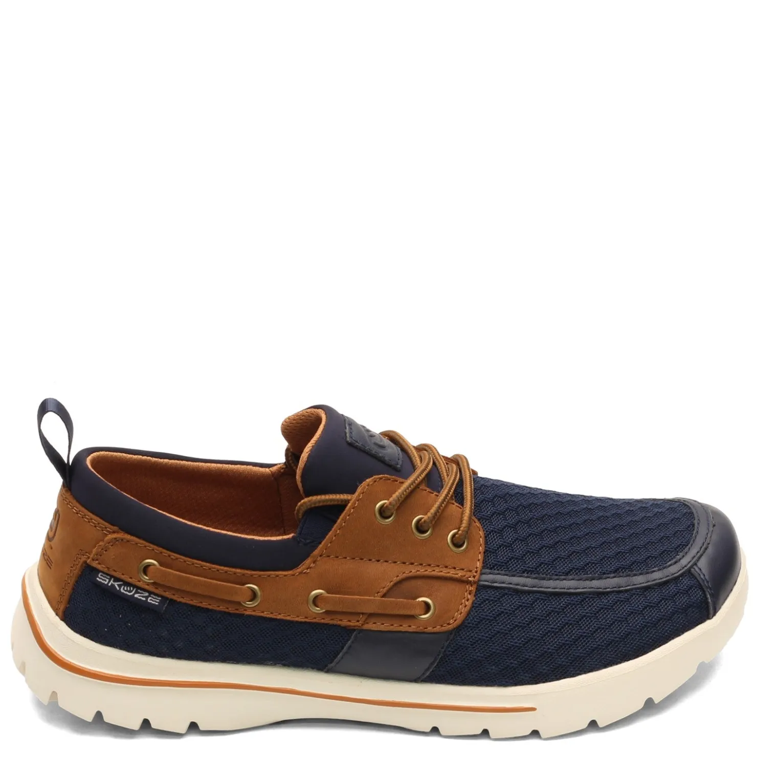 Boat Shoes*Skuze Men's , Del Marina - Stretch Fit Boat Shoe Navy Brown